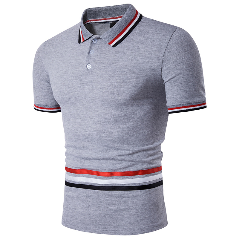 

Fashionable man stripe short sleeve shirt leisure breathable comfortable cultivate one' morality men' shirts, Gray