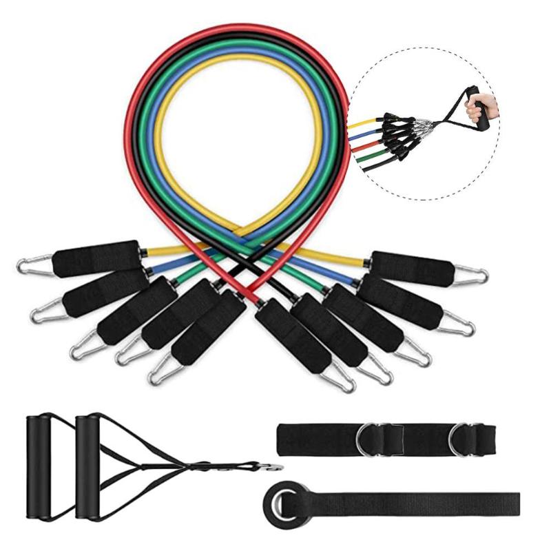 

Latex Tubes Pull Rope 11 PCS Tension Resistance Band Set and Exercise Stretch Fitness Home Set for Gym Fitness Training Yoga