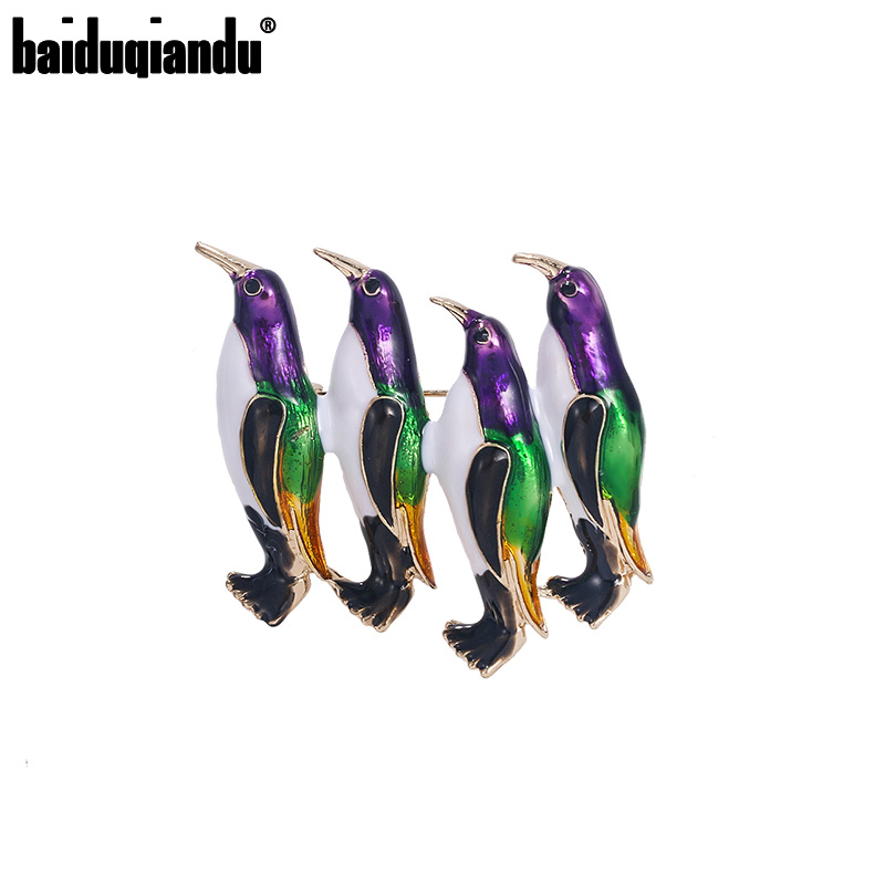 

Pins, Brooches Baiduqiandu Arrival Enameled Beautiful Penguin Family Brooch Pins Jewelry For Women