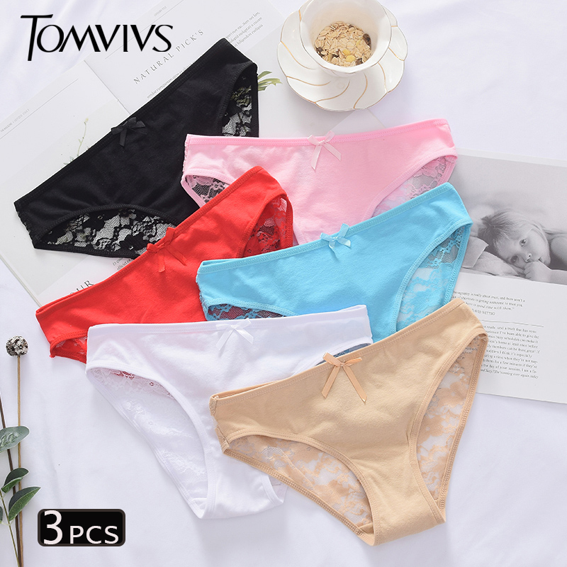 

TOMVIVS 3 pcs Sexy Lace G String Thongs Underwear women Hot Sale Low Waist Sexy Panties Ladies' Underwear Lingerie P0038, (3)p0038-wbr