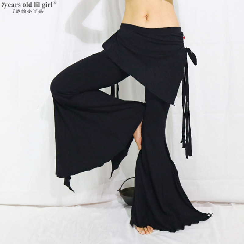 

Tribal Fusion Belly Dance Pants Lycra Cotton Tribal Belly Dance Flare Pants With Skirt BMM11-15, Bmm12