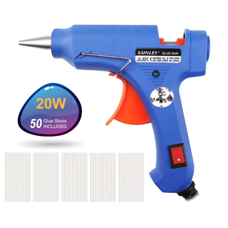 

XL-E20 High Temp Heater Melt Hot Glue Gun 20W Hand with 50 Glue Sticks Graft Repair Tool Heat Gun