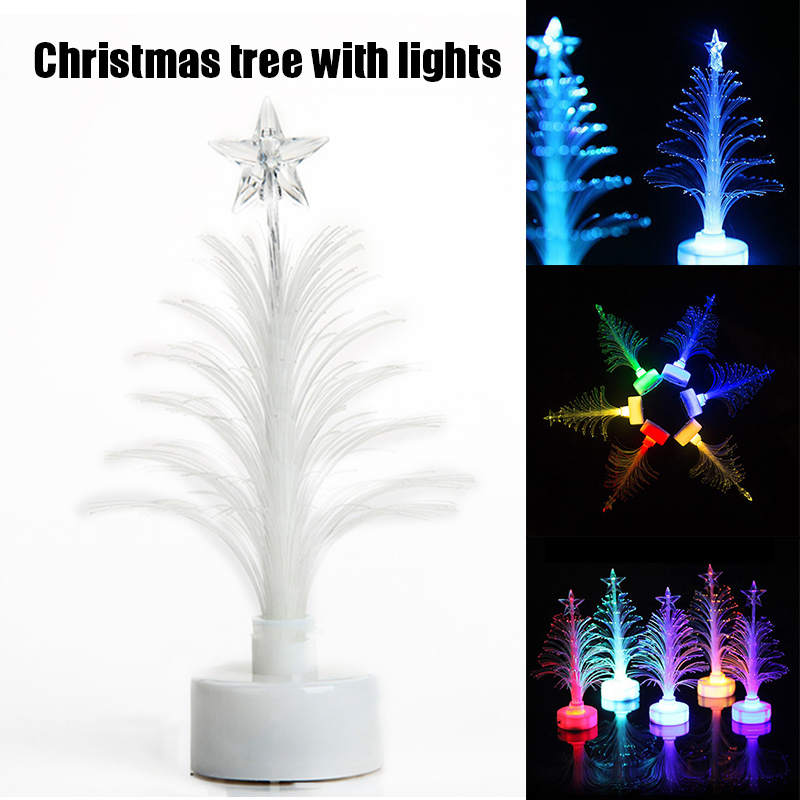 

Colored Fiber Optic LED Light-up Mini Christmas Tree with Top Star Battery Powered Children Toy Light Tree K888