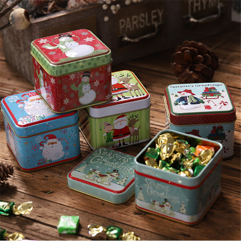 

Christmas Gifts Box Tin Candy Box Noel Dragee Cookies Biscuit Case Container Christmas Decoration for Home New Year Gift Kids