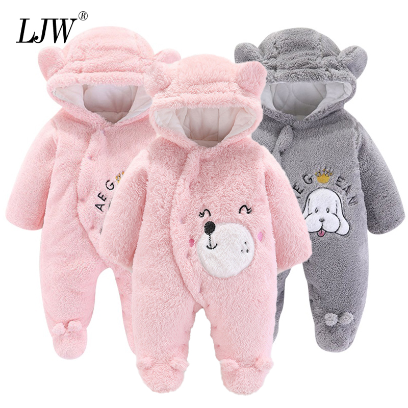 

2020 Cartoons girl outfit Autumn Winter Infant Thick Fluff Baby Rompers For Baby Girls Jumpsuit  Baby Boys Clothes, As picture
