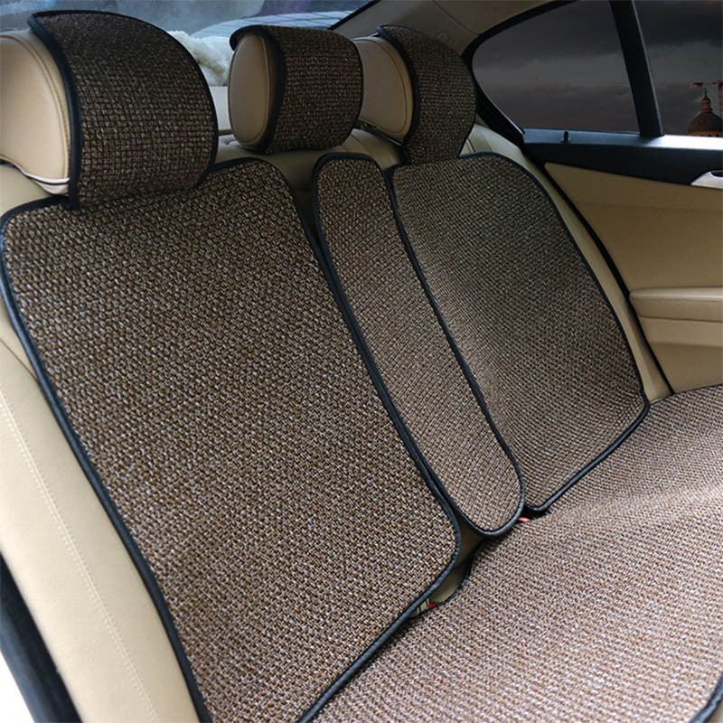 

Automobile Seat Covers Car Seat Cover Set Universal Flax Linen Cushion Protector Four Seasons Summer Winter Interior Accessories