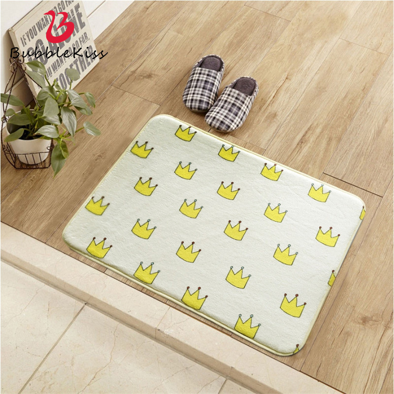 

Bubble Kiss Carpet Yellow Crown Pattern Floor Mat Nordic Style Living Room Entry Door Area Rug Bedroom Kids Room Non-Slip Carpet