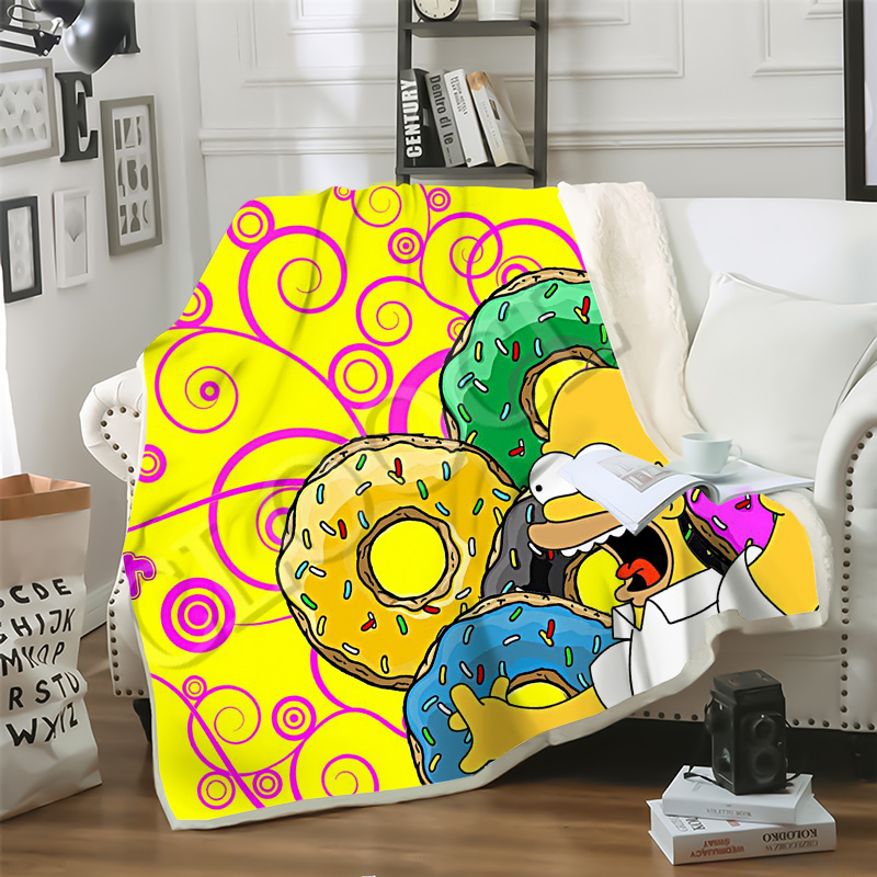 

CLOOCL 2020 Sofa Travel Youth Bedding Lustige Homer Simpson Donuts 3D Print Double Layer Blankets Bedspread for Plush Blanket Sofa Quilt