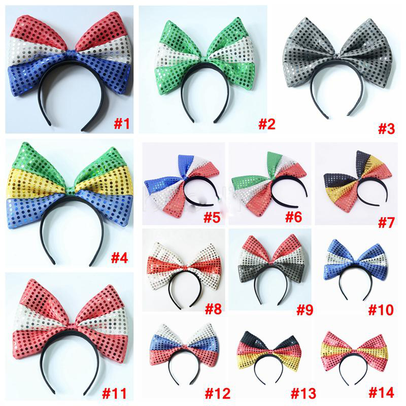 

headband big bow bowknot sequin fabric flag hoop United States hair stick