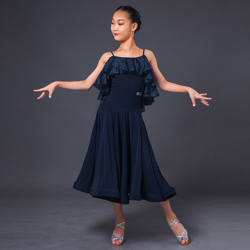 

2020 Ballroom Modern Dance Dress Children Sexy Sling Latin Dance Dress Fishbone Skirt Girl Competition DQS5442, As picture