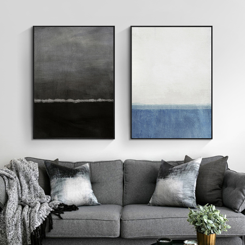 

Abstract Impressionist Blue and Black Posters Wall Art Canvas Painting Picture Print Gallery Living Room Interior Home Decor