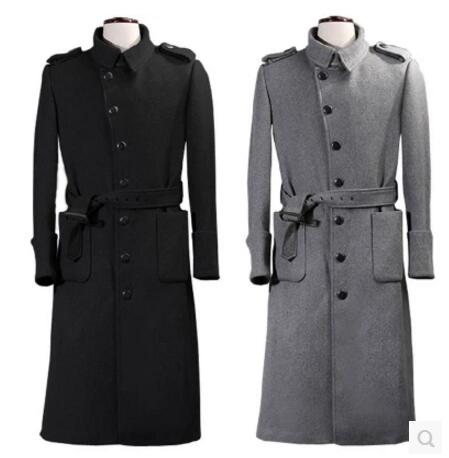 

M-4XL HOT 2020 New Winter Men' wool cashmere trench overcoat Business leisure thicken Male woolen over-the-knee long outerwear, Black