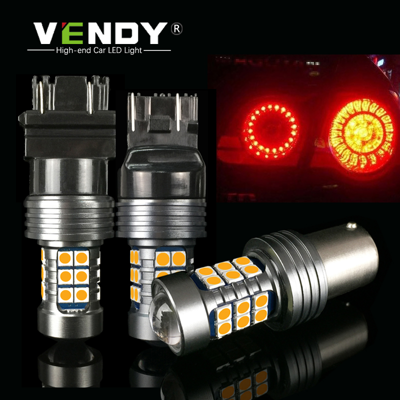 

VENDY 1pcs Car LED Brake Lights Auto Parking Lamps Rear Fog Bulbs 12V 7443 W21/5W BAY15D P21/5W P21W BA15S 3157 P27W, As pic