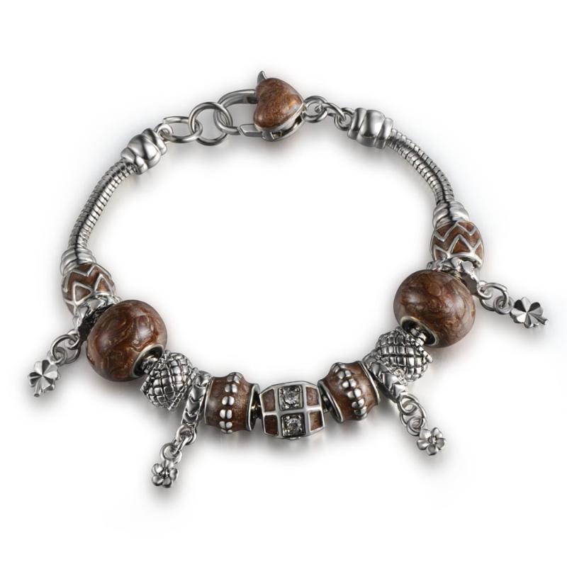

YiKLN Hot Sell European Style Crystal Charm Bracelet For Women With Purple Murano Glass Beads Bangles Jewelry PABR062