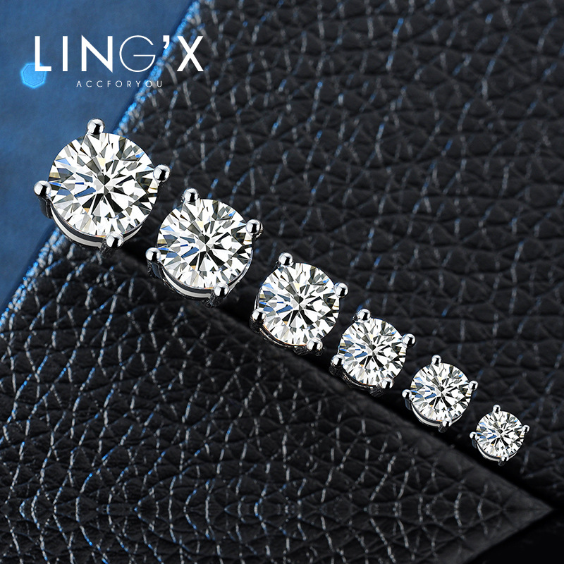 

S925 Sterling Silver Stud Earrings with Rhinestone Simple Simple Fashion Earrings Tide Temperament Women's