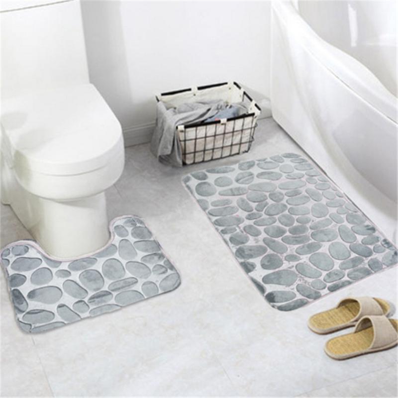 

50*80cm 40*50cm 2 in 1 Non-Slip Floor Mat Kitchen Door Floor Bathroom Toilet Mat Bath Rug Anti-Slip Bathroom