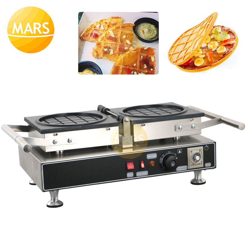 

Electric Waffles Maker Machine Iron Baker Commercial Round Grid Savory Waffle Maker with Fillings, Filled Waffle Pan Oven