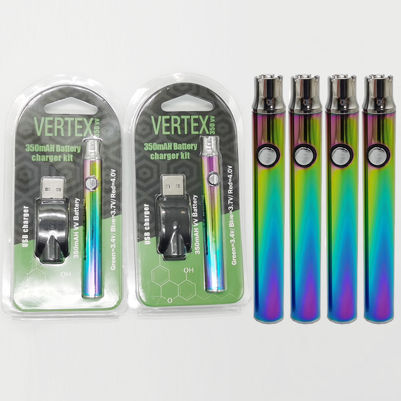 

Rainbow VERTEX Preheating Vape Battery 350mAh VV 510 Thread Vape Pens Cartridges Battery Adjustable Voltage 3.4-4.0v Oil Carts Battries