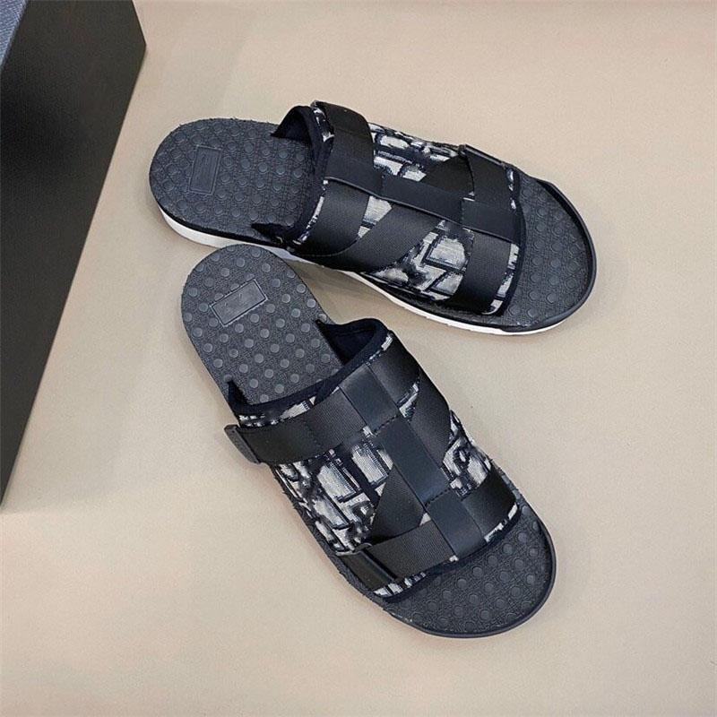 

2020 New Fashion Men BLACK ALPHA SANDAL IN OBLIQUE JACQUARD summer Men slippers nylon bands comfortable rubber sole scuffs size 38-45, #1