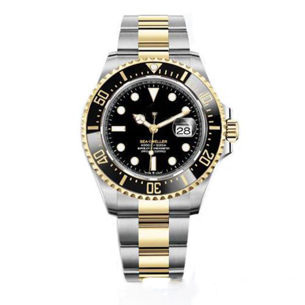 

2 style Mens Watch Ceramic Bezel 43mm RED 18ct Gold SEA-DWELLER Stainless Steel 126603 With Glide Lock Clasp Automatic Men Watches, Wood box
