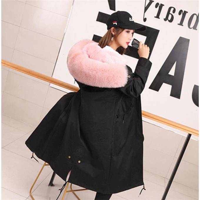 

Real Fur Lined Parka Long Coat with Raccoon Fur Collar Winter Jacket Women