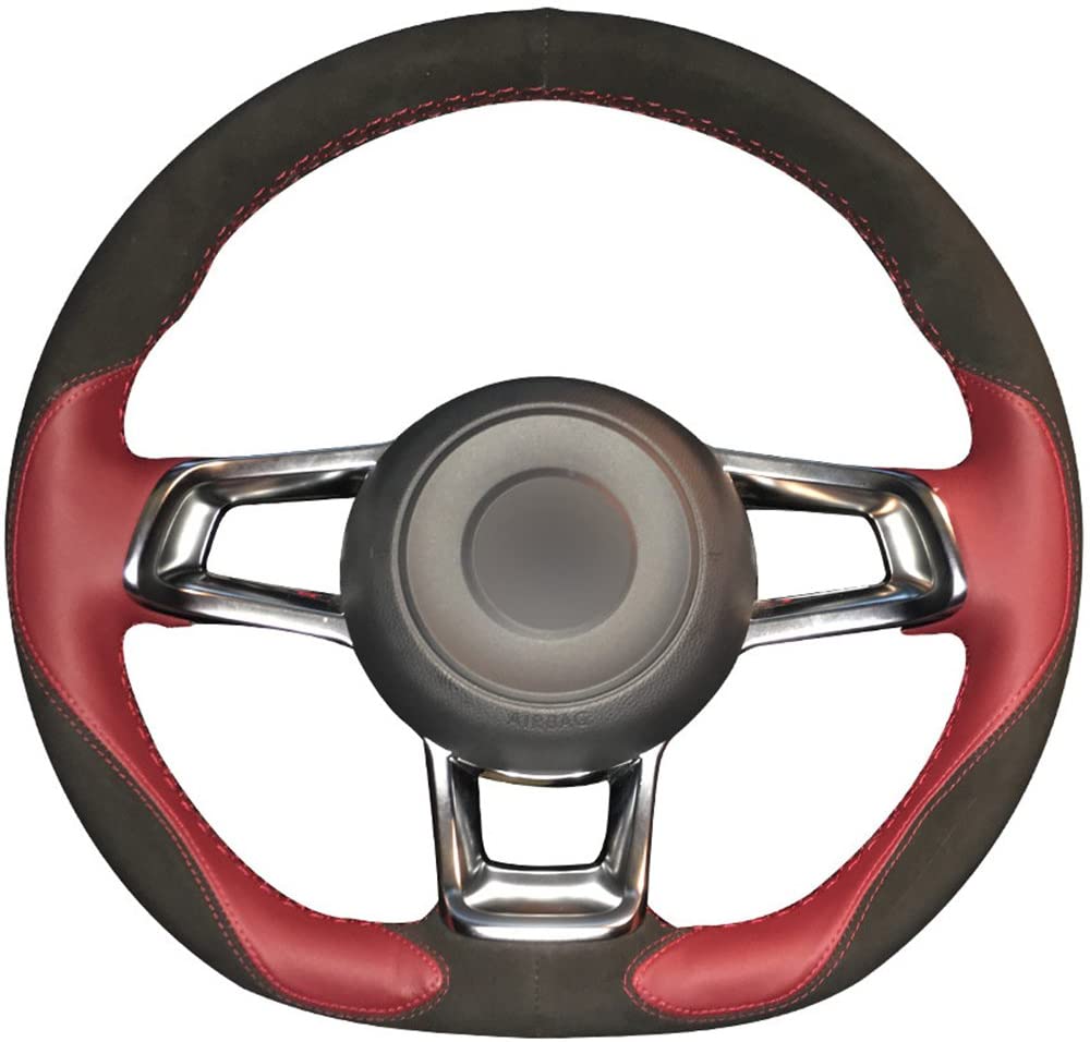 diy Genuine Leather Suede Auto Custom Steering Wheel Covers 2015-2018 for Volkswagen Jetta GLI / 2015-2017 Golf R / 2015-2018 Golf 7 MK7 GTI-image-566750810