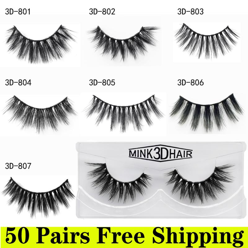 

50 Pairs 3d Mink Lashes Wholesale 50 box 3d mink eyelashes natural long false eyelashes 1cm-1.5cm eyelash extension cilios 3D-66