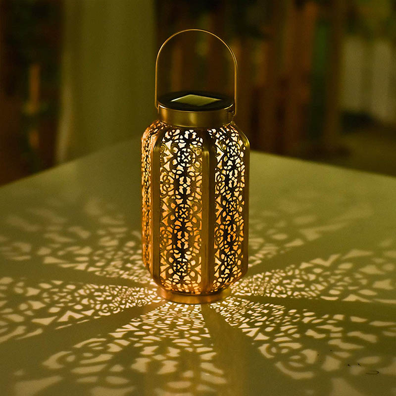 

Solar Lantern Hollow Carved Hanging Bright Lantern with Handle Home Decor TB Sale