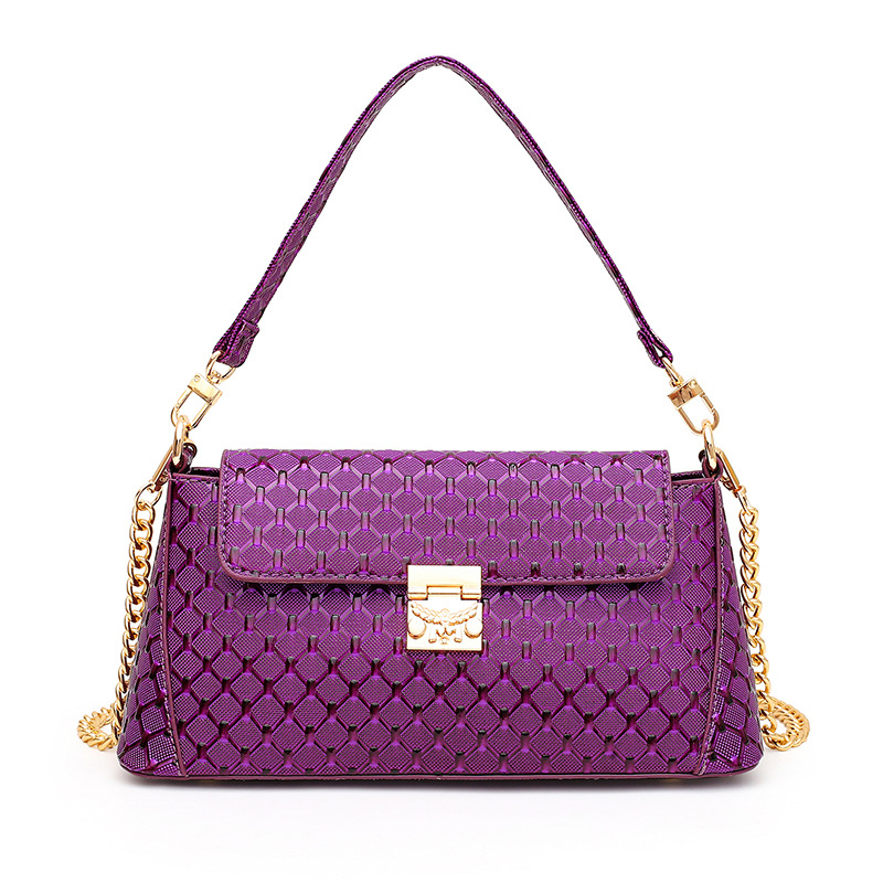 

European and American fan new multi-style crocodile pattern fashion handbags trend line embossed ladies shoulder bag messenger, Black