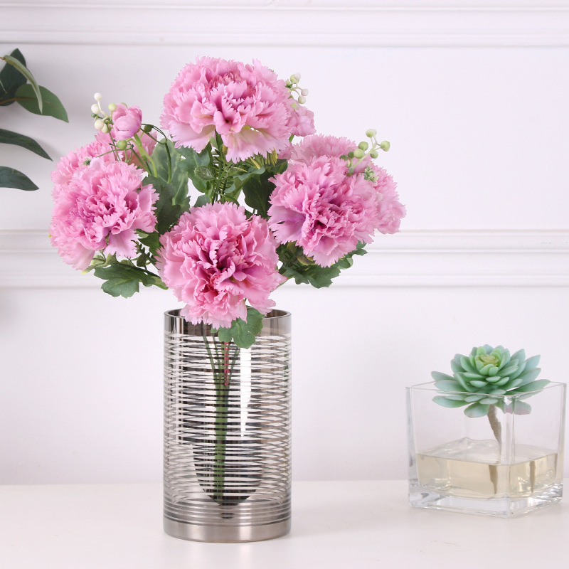 

10 Heads Of Carnations Bunch Artificial Flowers For Mother's Day Gifts Home Decoration Wedding Bride Bouquets Fake flowers, Pink