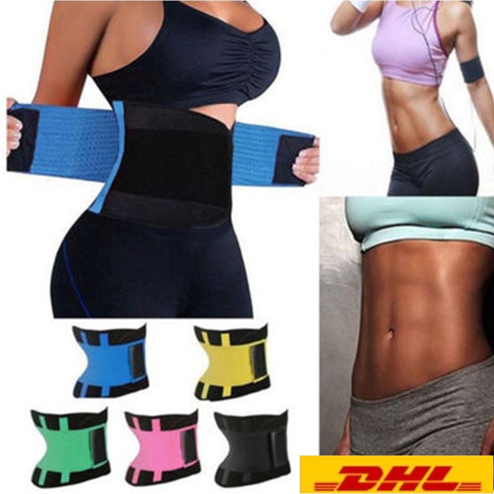 

US STOCK, Women And Men Adjustable Elstiac Waist Support Belt Neoprene Faja Lumbar Back Sweat Belt Fitness Belt Waist Trainer FY8052, Rose red