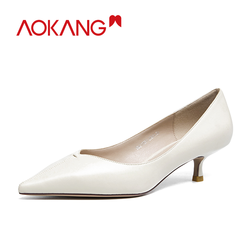 

Aokang New Arrival Autumn Women Pumps High Heels Dress Shoes Woman Pointed Toe Elegant Shoes High Quality Women Pumps, White106211091