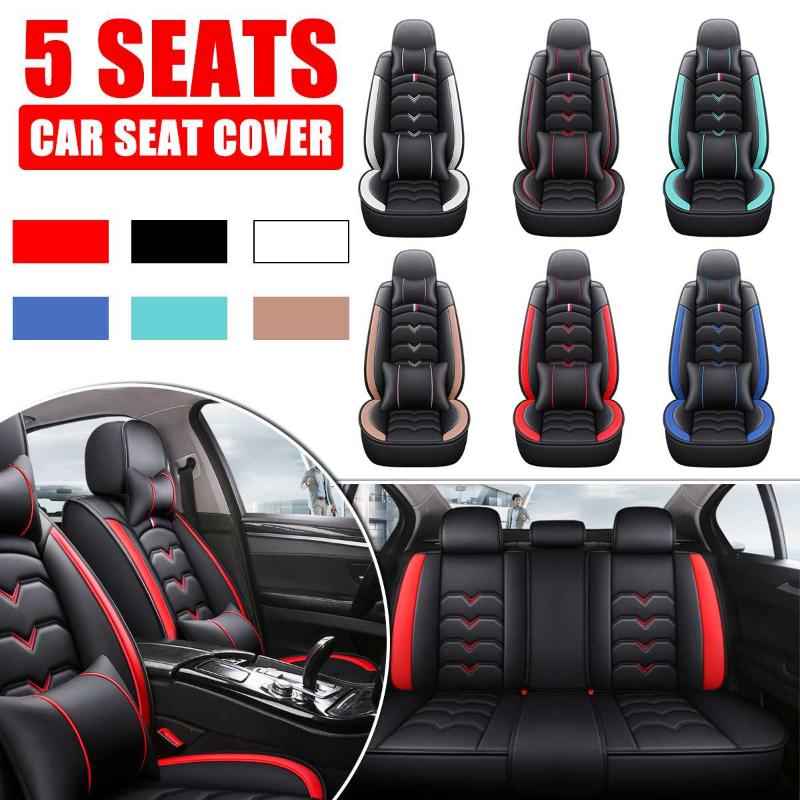 

car seat cover set Universal Leather auto accessories car-styling car seat protector Front & Rear Covers Headrests Set