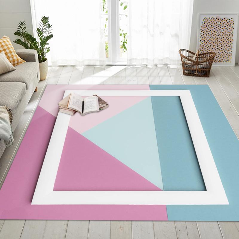 

Geometric Dining Room Rugs 3D Digital Printing Bedroom Bedside Area Rug Soft Flannel Anti-slip Fashion Living Room Carpet, No-2