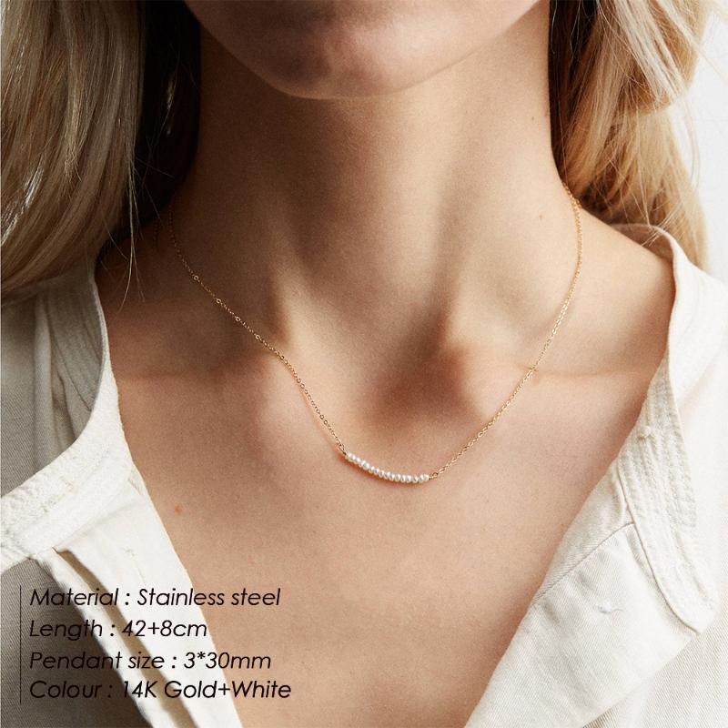 

Fashion Minimalist Gold Necklaces White Pendant Stainless Steel Necklaces for Wedding/Date/Engagement Fashion Jewelry