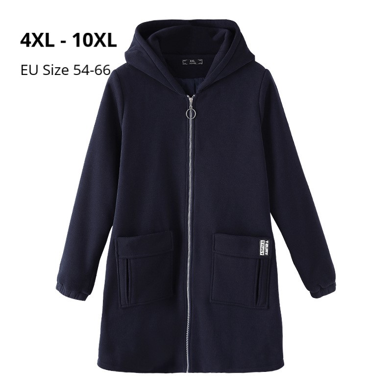

Plus Size 10XL 8XL 6XL Women Long Sleeve Autumn Winter Trench Coat Female Hooded Oversize Casual Clothing Women Winter Warm Coat, Blue