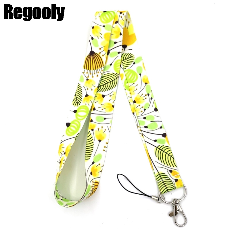 

10pcs Yellow Elegant flowers Neck Strap Lanyard keychain Phone Strap ID Badge Holder Rope Key Chain Keyrings cosplay Accessories