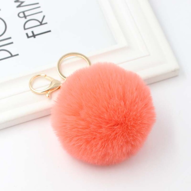 

Real Rabbit Fur Ball Keychain Fur Ball Lovely Gold Metal Key Chains Ball Pom Poms Plush Keychain Car Keyring Bag Earrings Accessories