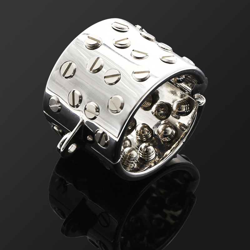 Nouvelle vente chaude en acier inoxydable Ball Stretcher BDSM Bondage Chastity Devices Dents de Kali Fétiche Sexe Produit MKC049B
