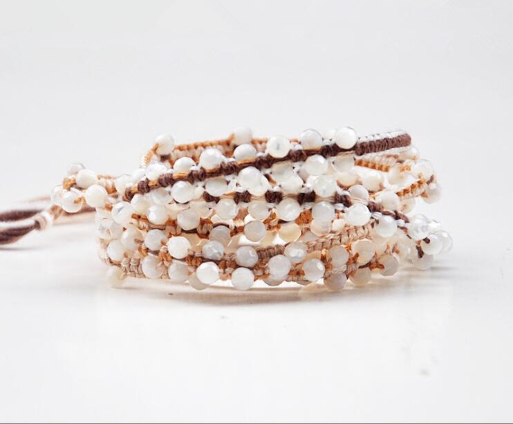 

mother of pearl beads bracelet handmade woven wrap bracelet for woman