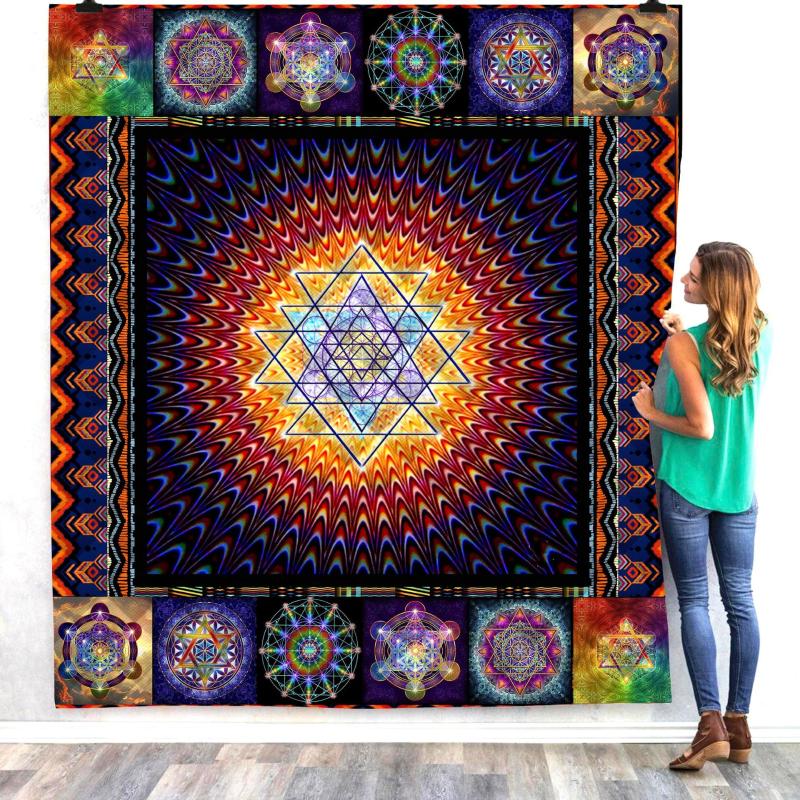 

Bohemian style psychedel 3D Quilt Blanket For Kids Adults Bedding Throw Soft Warm Thin Office Blanket With Cotton Quilt style-2, Lavender