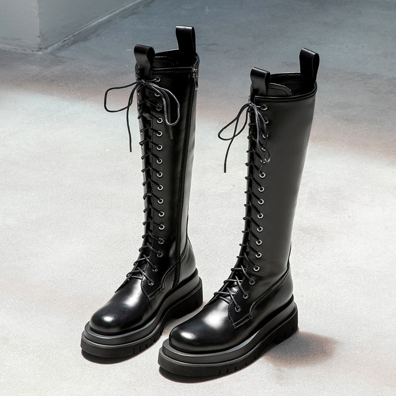 

MORDOAN 2020 autumn new leather shoes long boots boots women British style all-match single women's shoes, Black