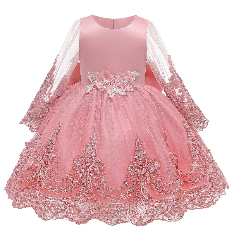 

Kids Tutu Birthday Princess Party Dress for Girls Infant Lace Colorful Children Bridesmaid Dress for Girl Baby Girls Clothing, Pink