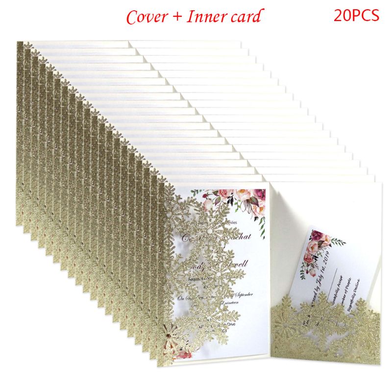 

20pcs/set Snowflake Invitations Greeting Card Delicate Carved Holiday Christmas R7RC