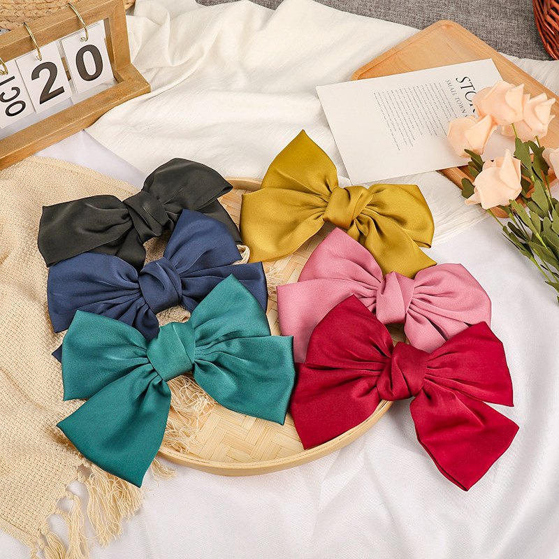 

2020 New Women Girls Cute Solid Bow Hair Clips Elastic Hair Bands Sweet Headband Ornament Hairpins Fashion Accessories