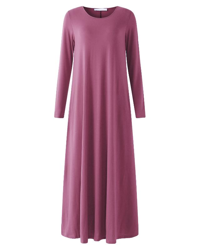 

Women Sexy O Neck Dress Plus Size Long Sleeve Elegant Party Dresses Casual Loose Pockets Solid Long Maxi Bodycon Dress Vestidos, Black