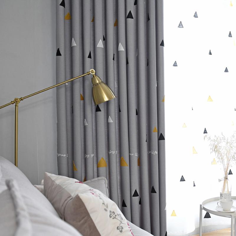 

Nordic Linen Curtains for Living Room Wind Modern Geometric Simplicity Curtains for Kids Bedroom Blackout, Tulle