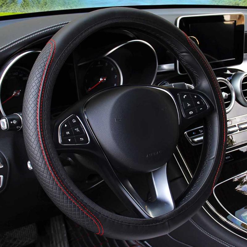 

Universal Car Steering Wheel Cover Skidproof Auto Steering- Wheel Cover Anti-Slip Embossing Leather Car-styling