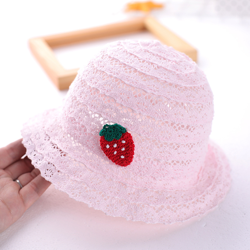 

Baby hat spring and summer thin princess cotton sunscreen sun hat, White
