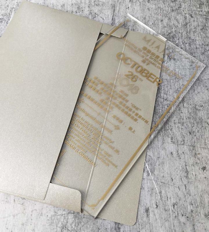 

luxury design wedding invitation card popular china wedding acrylic card sample Customized